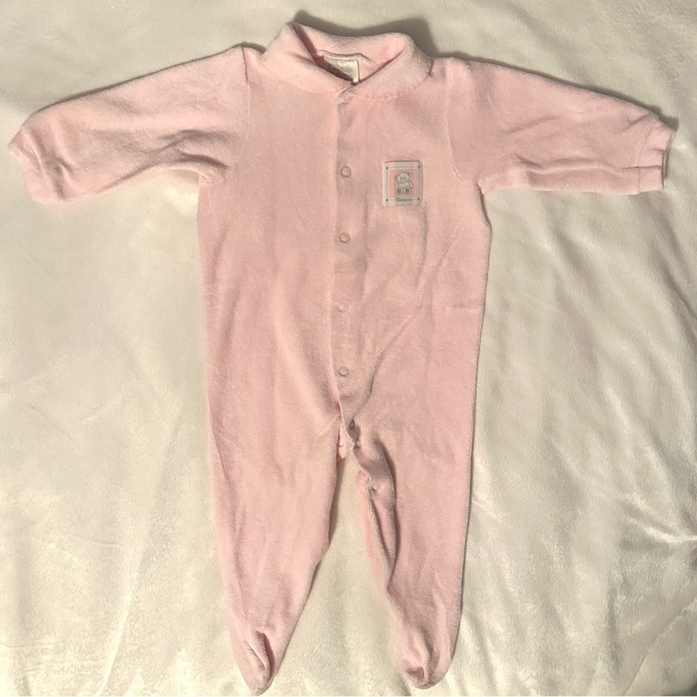 Vtg Carters If They Could Stay Little Pink Terry Footie Pajama Baby Girl 6-9M